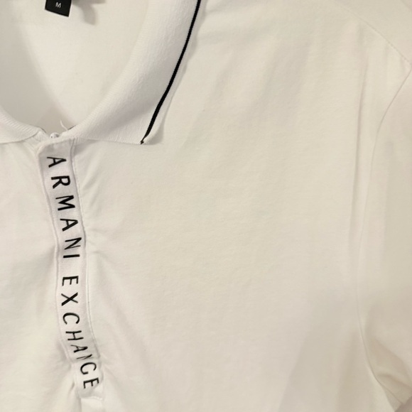Armani Exchange Men’s Polo Shirt White Cotton Spandex Zip Close Sz M - Picture 5 of 14
